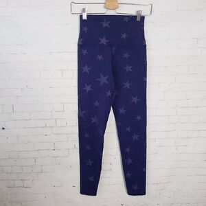 Star Cycle Leggings Size Small Dark Blue Star Print High Waisted Ankle Length
